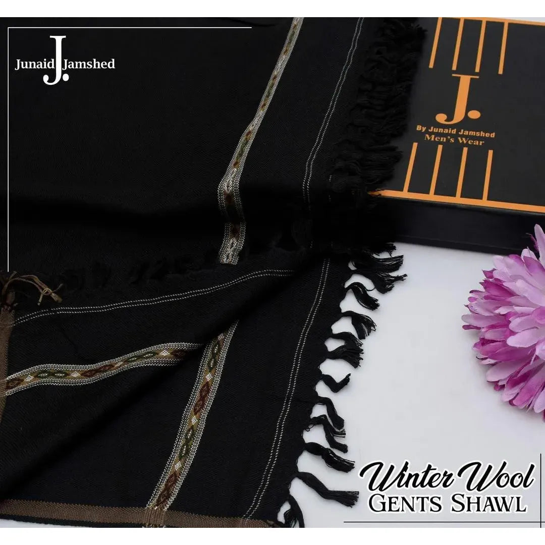 Men's black Wool Plain Shawl