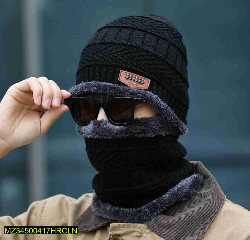 Unisex Wool Beanie & Neck Warmer Set