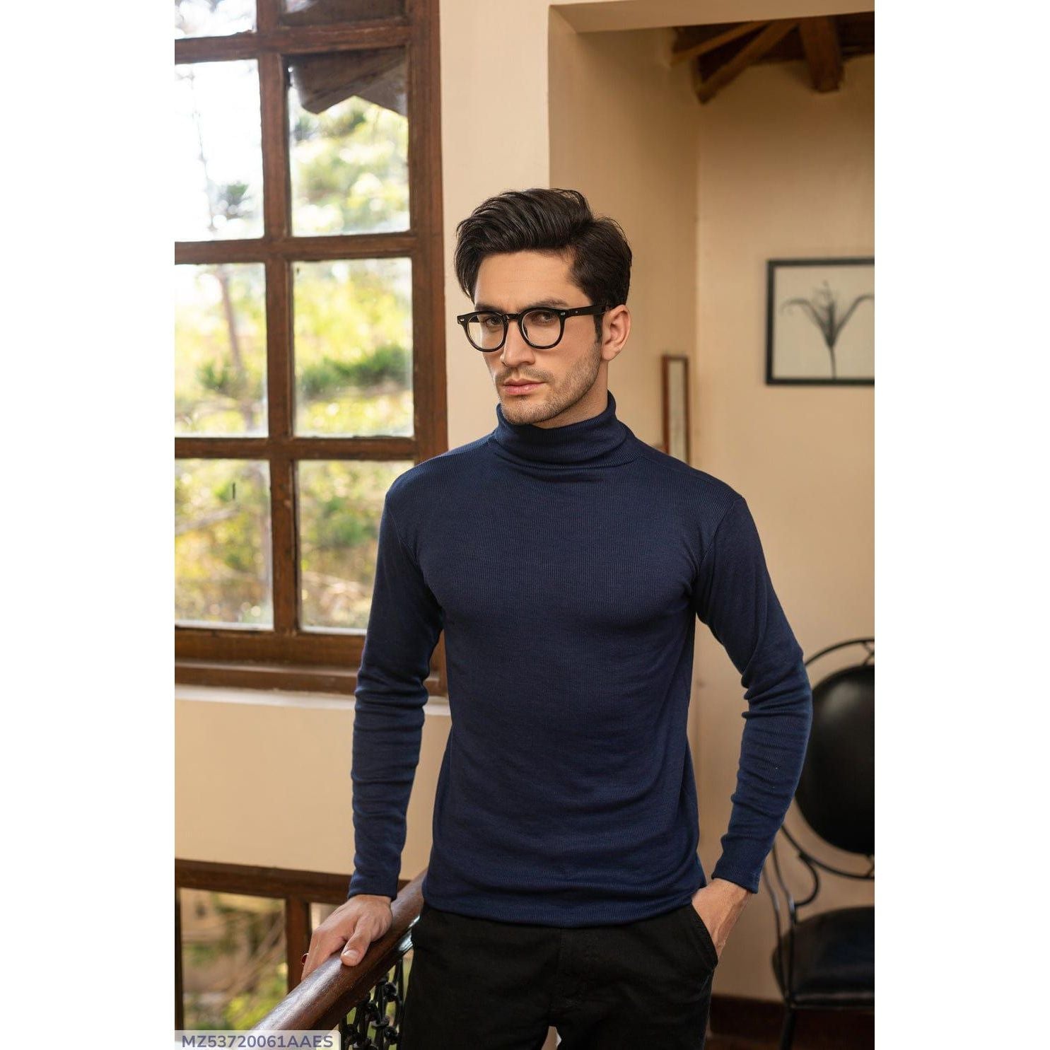 1 Pc Men's Rib Plain Highneck