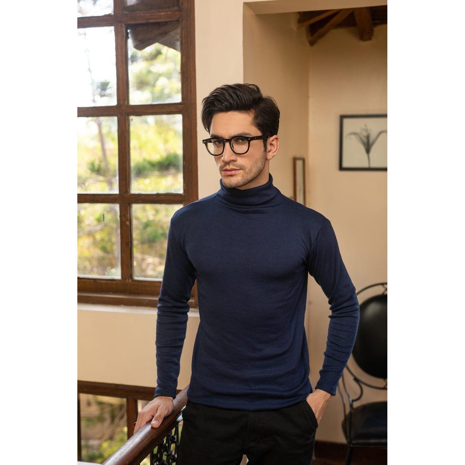 1 Pc Men's Rib Plain Highneck